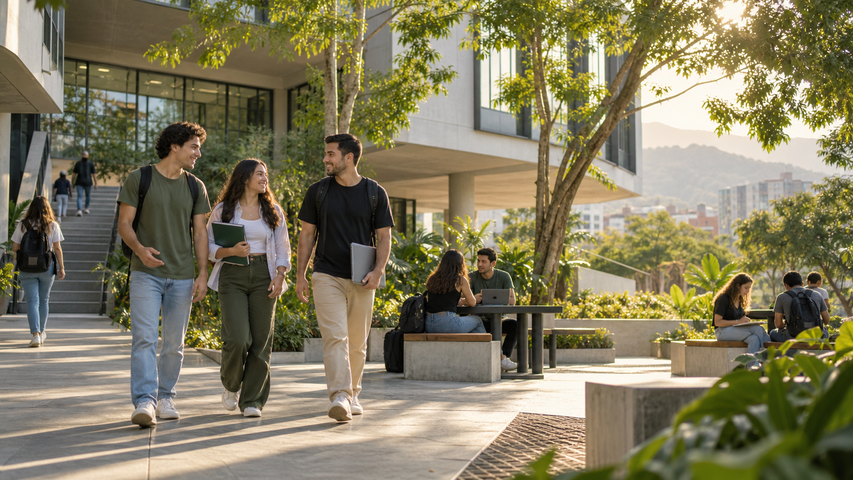 Estudiantes recorriendo el campus de EduCare